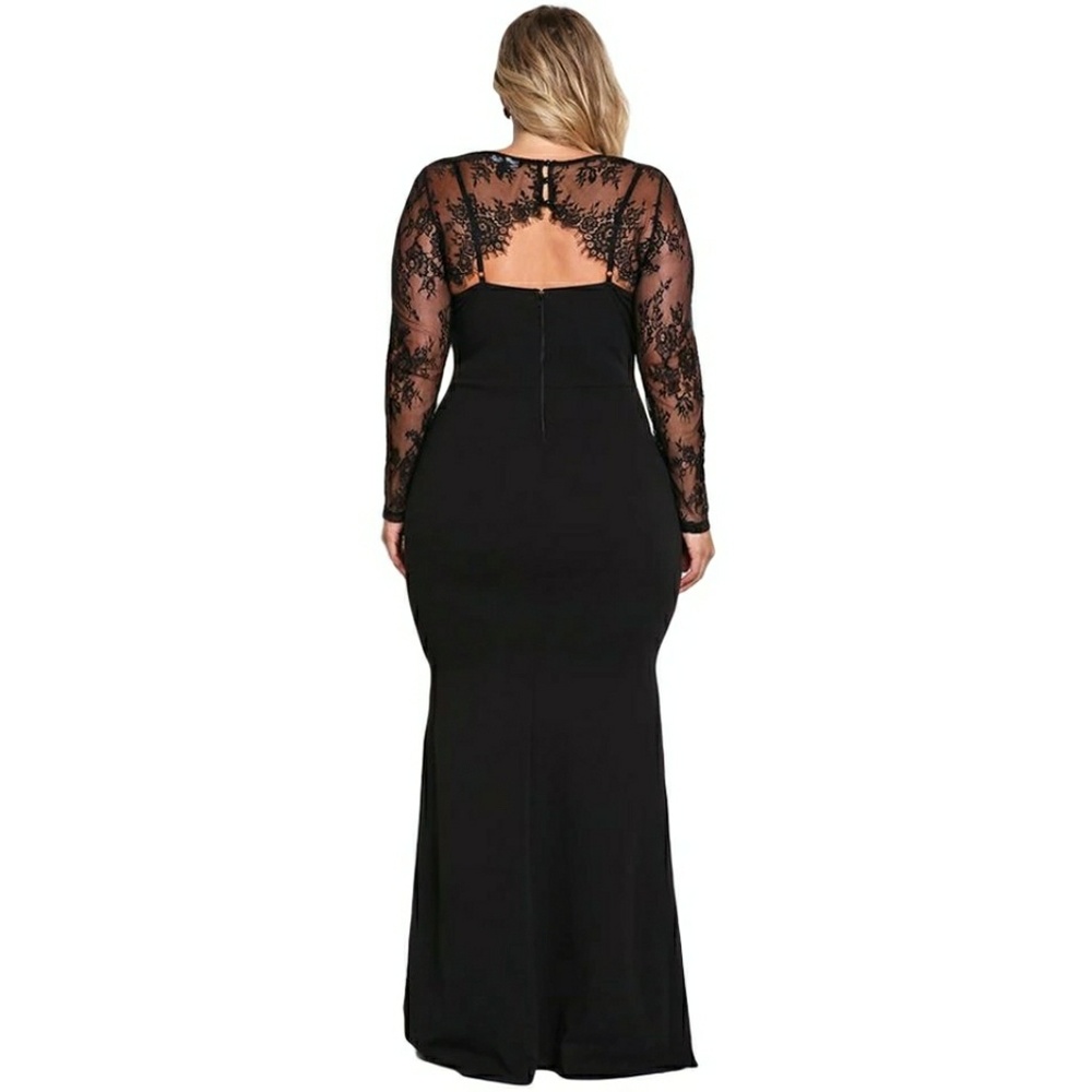 Plus Size Black Mermaid Dress - Picture 2 of 2